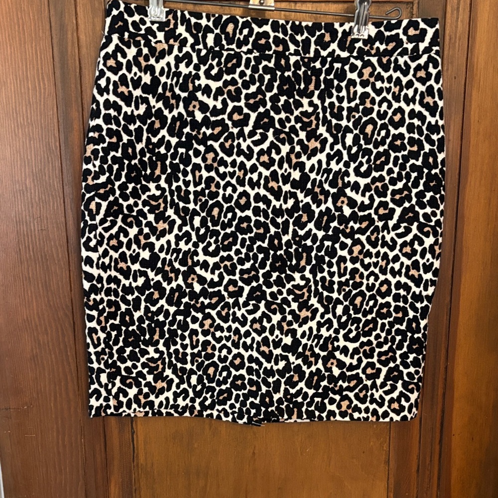 Leopard Print Pencil Skirt - Black & Cream